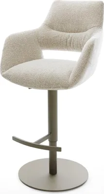 Produktbild von DELIFE Barstuhl Yago-Flex Webstoff Soft Beige Drehfuß höhenverstellbar Metall Titanfarben Taschenfederkern