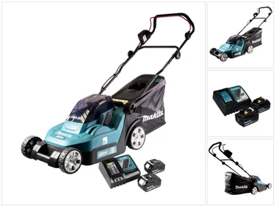 Zdjęcie produktu dla Kosiarka akumulatorowa Makita DLM 432 RG2 36 V (2x 18 V) 43 cm + 2x akumulator 6,0 Ah + ładowarka