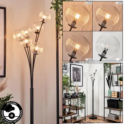 Produktbild von Lerici Stehlampe aus Metall/Riffelglas in Schwarz/Klar