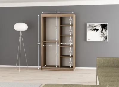 Produktbild von MINIO Kleiderschränk 120 cm ELYPSE Weiß matt / Sonoma Eiche