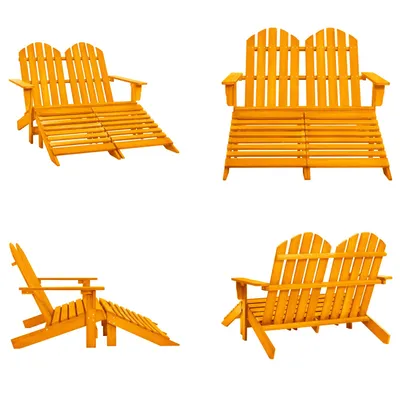 Image de vidaXL Banc de jardin Adirondack pour 2 personnes avec repose-pieds, en bois de pin, couleur orange - Chaise de jardin - Chaises de jardin - Fauteuil de jardin - Siège d'extérieur