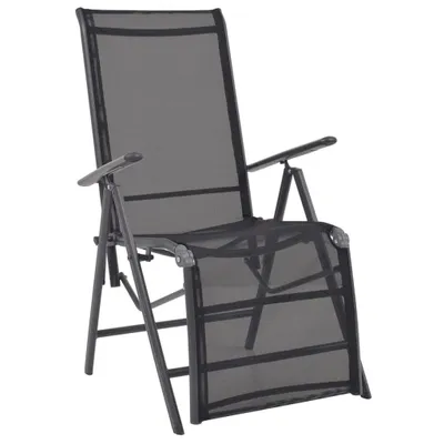 Image de Chaise longue aluminium et textilène noir