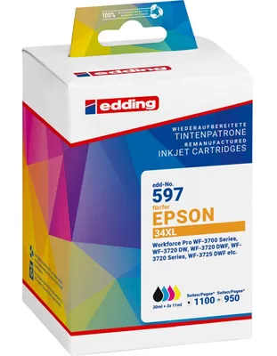 Produktbild von edding Tintenpatrone 18-597-01 wie Epson T34XL sw/c/m/y 4St