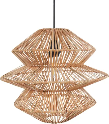 Produktbild von BELIANI Hängelampe Naturfarben aus Rattan Boho Stil Modern Hängeleuchte für Esstisch Esszimmer Wohnzimmer Schlafzimmer
