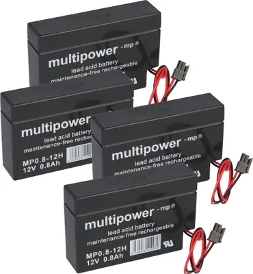 Image de 4x Multipower batterie au plomb MP0,8-12H Pb 12V 0,8Ah maison et connecteur volet roulant
