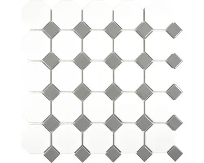Produktbild von Karamikmosaik OCTAG469 weiß matt/grau glänzend 29,5x29,5 cm