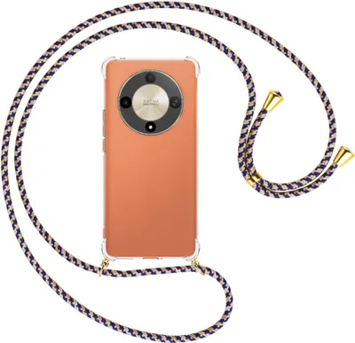 Produktbild von Handykette Backcover-Schutzhülle mit Band (Metall goldfarben) für Honor X9b (6.78'') - blau+beige