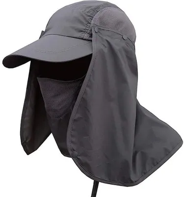 Produktbild von Unyqoos® Faltbarer Uni-Sonnenhut mit UPF50, Polyester, Nylon-Mesh, abnehmbare Maske, Schweißband & Kinnriemen – Garten/Wandern