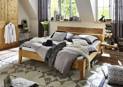 Produktbild von Bett Aalborg Sonderlänge 100x210 cm Komforthöhe 45 cm Kiefer massiv mit Kopfteil