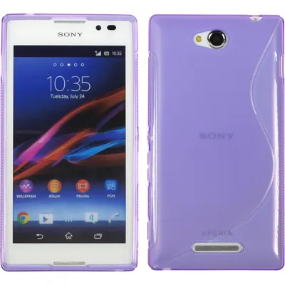Produktbild von PhoneNatic Case kompatibel mit Sony Xperia C - lila Silikon Hülle S-Style + 2 Schutzfolien