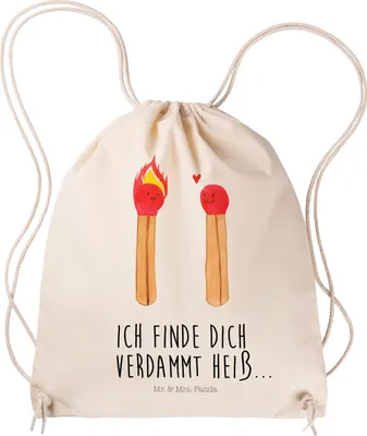 Produktbild von Mr. & Mrs. Panda Beutel Streichhölzer - Transparent - Geschenk, Fitness Tasche, mit kordelzug, Sportbeutel, Liebesgeschenk, Jutebeutel, Liebesbeweis, Freundin