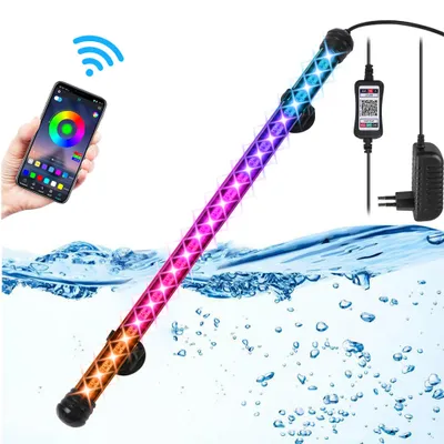 Produktbild von 38cm Aquarium LED Lampe IP68 Wasserdicht 5W 21LEDs RGB Beleuchtung Aquarium Licht mit APP Fernbedienung Aquarienpflanzen Licht DIY Aquarienbeleuchtung