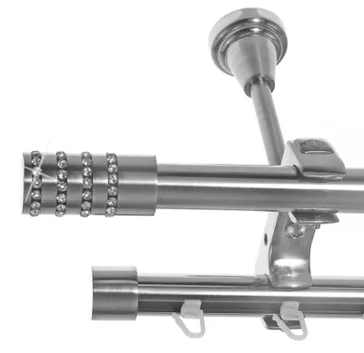Produktbild von Rohr+Innenlauf Gardinenstange Ø 20mm Edelstahl Look 2-läufig Deckenträger D61 RI