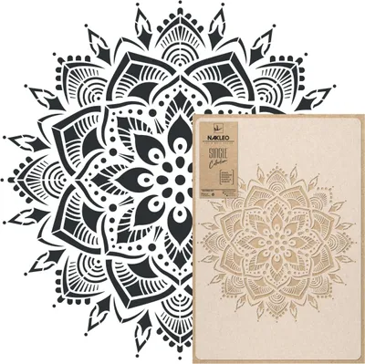 Produktbild von Mandala Große Malschablonen Durchmesser 57 cm, Blume Kreis Mandala Geometrisches Ornament, Wiederverwendbare Kunststoff Wandschablone DIY