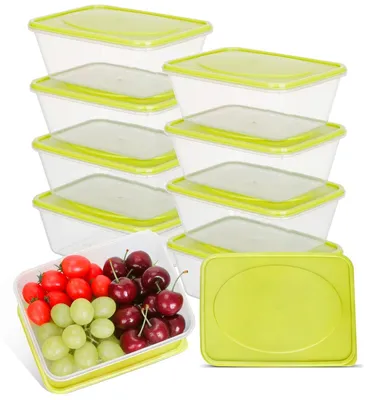 Produktbild von VINATO 10 Stück 1100ml Frischhaltedosen mit Deckel, Wiederverwendbarer Frischhaltedosen-Set für Lebensmittel, Gefrierdosen, BPA-frei, Stapelbar, Mikrowellen Gefrierschrank Spülmaschinengeeignet
