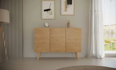 Productafbeelding van Elegant kastje van eikenhout, ambachtelijk vervaardigd, in Scandinavische stijl - modern design