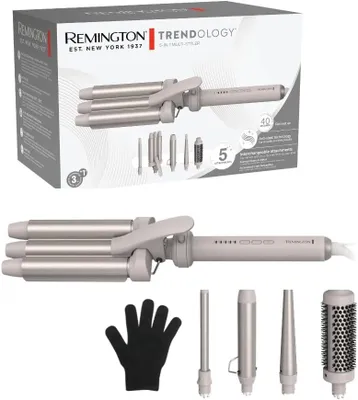 Produktbild von Lockenstäbe 3 Fässer Welleneisen Set mit austauschbaren Keramik Lockenstab 13-32mm für Große und Kleine Locken, Beach Waves, Temperatureinstellung