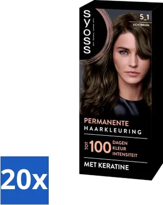 Produktbild von SYOSS - Permanent Coloration 5-1 - Haarfarbe - Permanente Haarfärbung - Hellbraun - Grauabdeckung - Vorteilspack - 20 Stücke