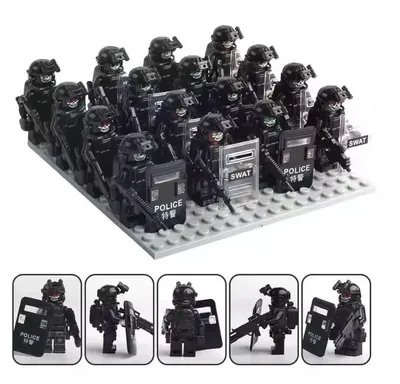 Obrázek produktu pro 16 Kusů figurek k legu - Speciální tým SWAT policie + základní deska.