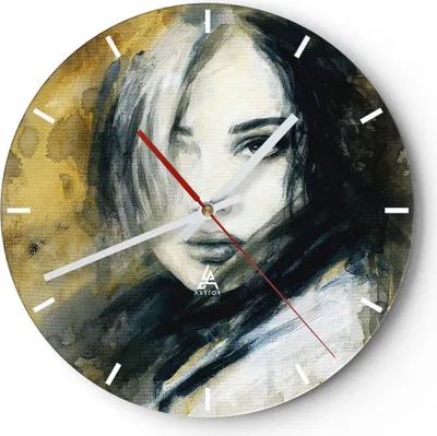 Produktbild von Wanduhr - Rund - Glasuhr - Frau Gesicht Lippen - 40x40cm - Schleichendes Uhrwerk - Lautlos - zum Aufhängen bereit - Dekoration Modern - Wanddekoration aus Glas - C3AR40x40-4053