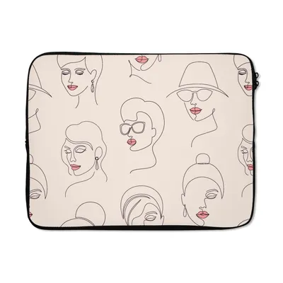 Produktbild von MuchoWow® Laptop Hülle 15 Zoll Frau - Linienkunst - Muster - Pastell Laptoptasche - Laptoptasche - Sleeve - Rundum-Schutz