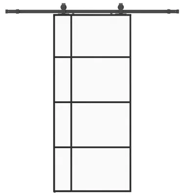 Obrázek produktu pro vidaXL Posuvné dveře s kováním černé 90x205 cm sklo ESG