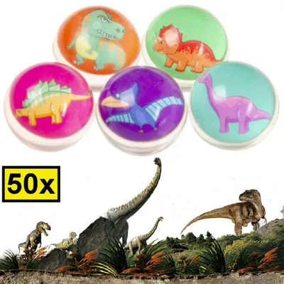 Productafbeelding van Decopatent 50 STUKS Dino / Dinosaurus Stuiterballen Ø3.2 Cm - Traktatie Uitdeelcadeautjes voor kinderen - Speelgoed Stuiterbal - Uitdeelcadeaus -