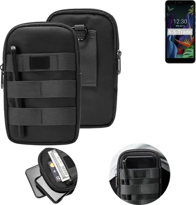 Produktbild von K-S-Trade Holster Gürtel Tasche kompatibel mit LG Electronics K20 Handy Tasche Schutz Hülle dunkel-grau viele Fächer, 1x