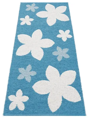 Kunstfaserteppich Blumen 70x250 cm türkis