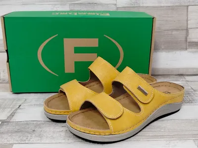 Produktbild von Fischer Damen Pantolette maisgelb mit zwei Klettverschlüssen 42