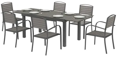 Produktbild von Outsunny Gartenmöbel Set Sitzgruppe 7-teilig Ausziehbar Tisch mit 6 Stühlen