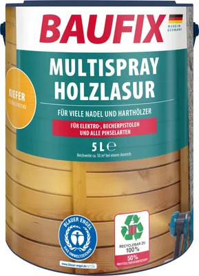 Produktbild von BAUFIX Multispray Holzlasur kiefer seidenglänzend, 5 Liter, Holzlasur