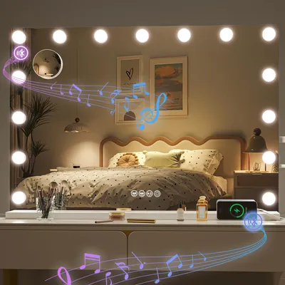 Make-up Spiegel mit LED-Beleuchtung 81x55 cm, Bluetooth, Touch-Steuerung