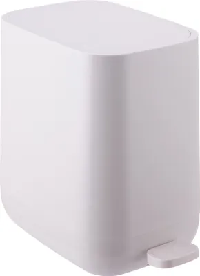 Obrázok produktu pre Odpadkový kôš Relaxdays, 7 litrov, automatické zatváranie, vyberateľný vnútorný kôš, matný plast, úzky pedálový kôš, biely