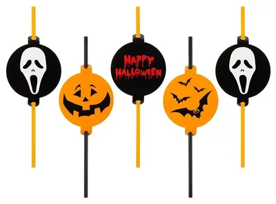 Produktbild von 5 Trinkhalme für Halloween-Party