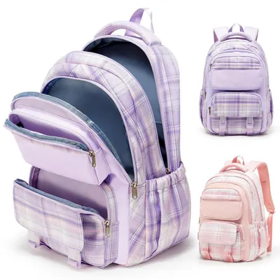 Image de Sac à dos pour adolescents, filles et garçons, grande capacité, couleur violette, 29 litres, ergonomique, résistant aux éclaboussures
