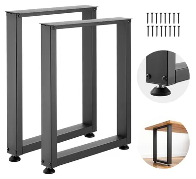 Immagine prodotto di Piedini per tavolo - Set da 2 gambe per tavolo 60 x 75 cm - Profilo quadrato - Portata fino a 1000 kg - Per tavolo da pranzo, scrivania, tavolino da salotto - Nero