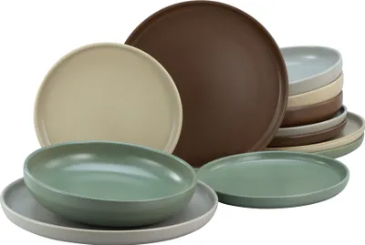 Produktbild von CreaTable, 23189, Uno Natural, Tellerset 12-tlg, Steinzeug