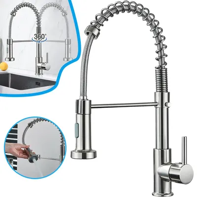 Produktbild von Wasserhahn Küche, Küchenarmatur mit Brause Ausziehbar Armatur, 360° Schwenkbar Spültischarmatur Mischbatterie küche