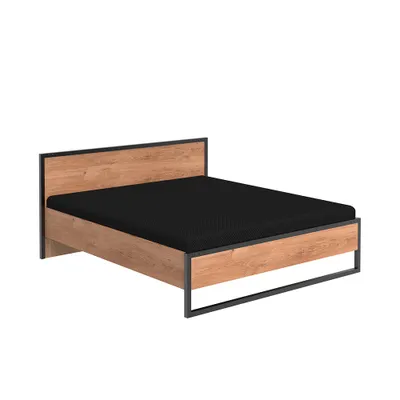 Produktbild von Doppelbett 180 cm, Eiche mit Stahl Nb., DAVENPORT-43