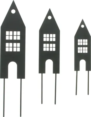 Produktbild von 3x Stecker Haus Metall schwarz 20/25/30cm – Dekostecker