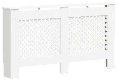 Produktbild von Heizkörperverkleidung - Radiatorabdeckung - MDF Holz - 152x19x81,5 cm - Dekoratives Regal - Weiß