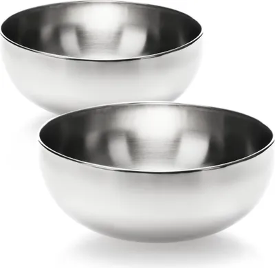Produktbild von COM-FOUR® 2x Salatschüssel aus Edelstahl - Schüssel Set - Rührschüssel - Obstschale - Metallschüssel - Edelstahlschüssel - Servierschüssel - Deko Schale