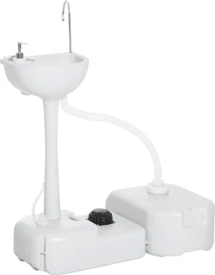 Produktbild von Camping Waschbecken Handwaschbecken Mit Auffangbehälter Für Abwasser 17L Wassertank Spülbecken Mit Spender Mobil Hdpe Grau 83 X 50 X 103 Cm