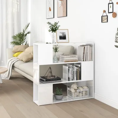 Produktbild von Bücherregal und Standregal als Raumteiler in Hochglanz Weiß 100x24x94cm