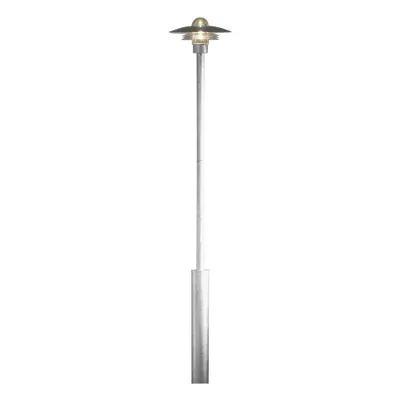 A single outdoor lamp post on a white background.