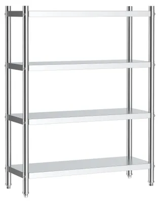 Produktbild von Wiltec Edelstahlregal Gastro Schwerlastregal 155x120x50cm aus 201 Edelstahl Küchenregal Vorratsregal Lagerregal für Küche Werkstatt und Keller