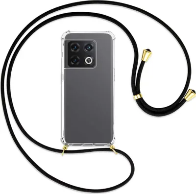 Produktbild von Handykette Backcover-Schutzhülle mit Band (Metall goldfarben) für OnePlus 10 Pro 5G - schwarz