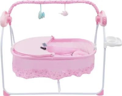 Produktbild von Elektrische Babywiege - Schaukelwiege - 5 Stufen, Bluetooth-Wiegelieder, Moskitonetz, Sicherheitsgurt, klappbar & tragbar, bis 25 kg - Rosa