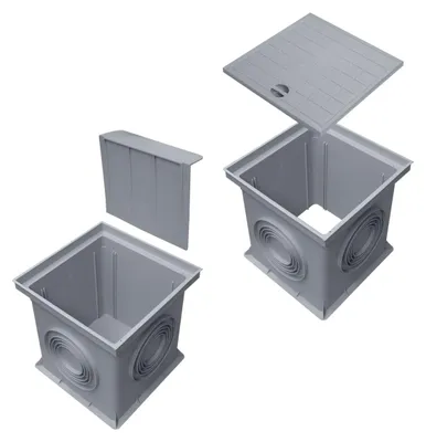 Produktbild von Marley Einlaufschacht 300x300mm mit Schacht ohne Boden, Geruchsverschluss + Schachtdeckel Hofablauf